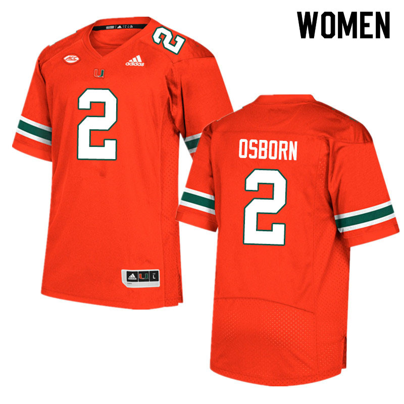 Adidas Miami Hurricanes Women #2 K.J. Osborn College Football Jerseys Sale-Orange - Click Image to Close
